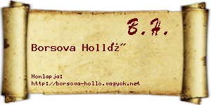 Borsova Holló névjegykártya